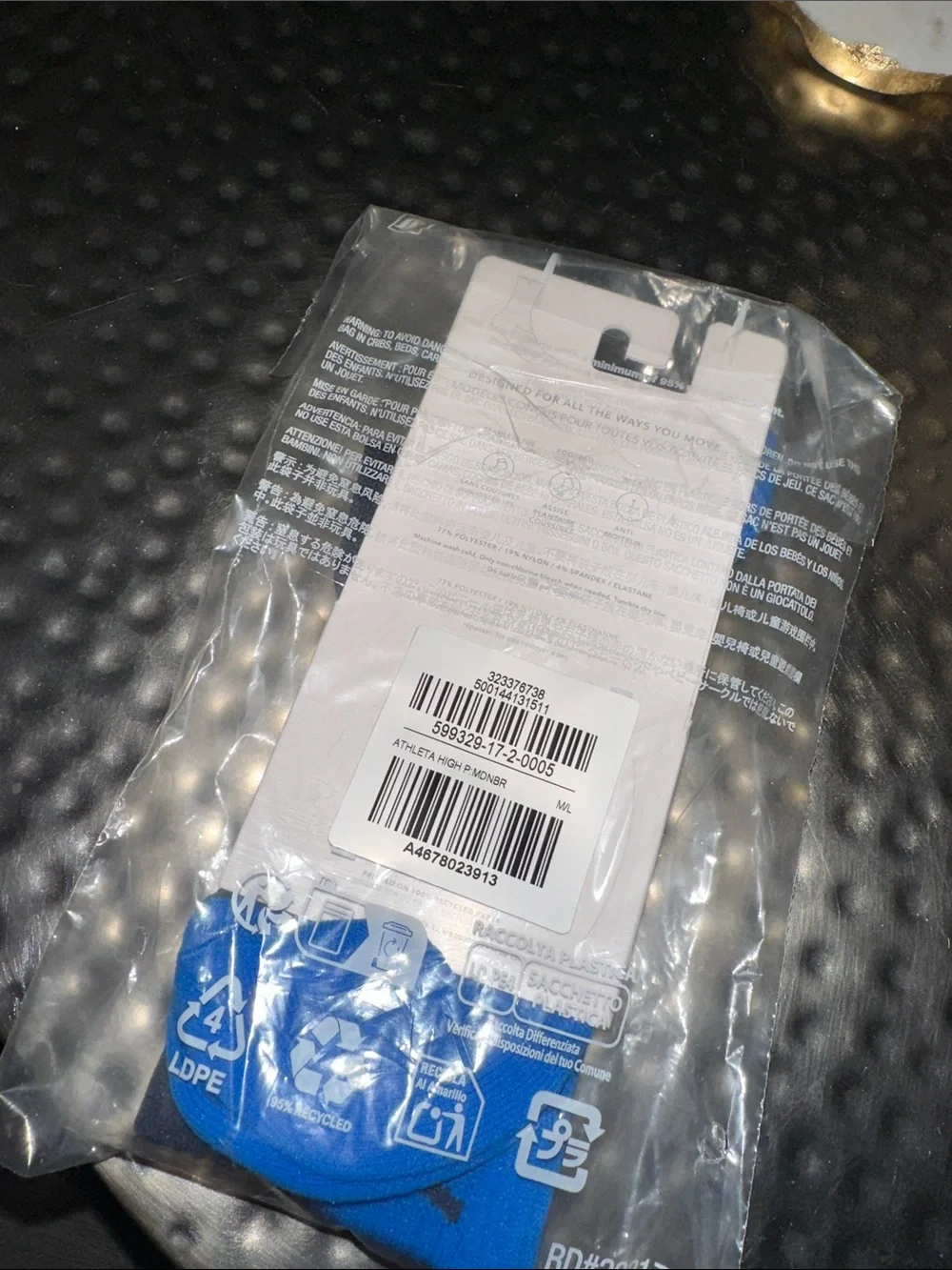 NWT Athleta  Royal Blue & Black Performance Crew Socks M/L